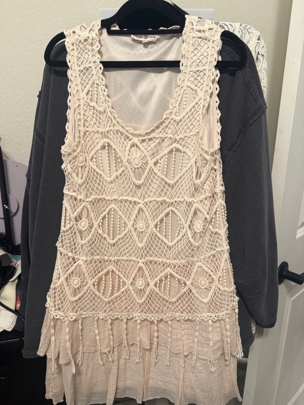 Altar’d Cream Crochet Overlay Tank